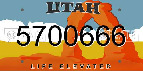 5700666 Utah License Plate