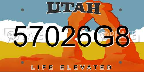 57026G8 Utah License Plate