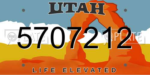 5707212 Utah License Plate
