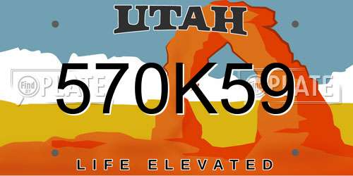 570K59 Utah License Plate