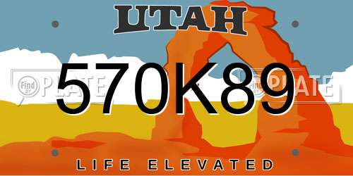 570K89 Utah License Plate