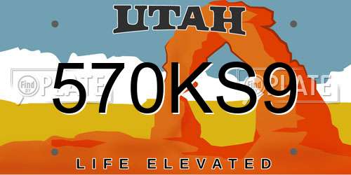 570KS9 Utah License Plate