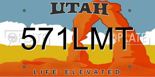 571LMT Utah License Plate