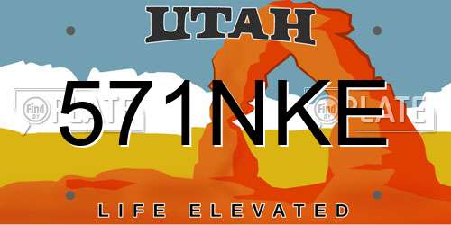 571NKE Utah License Plate