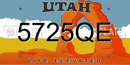 5725QE Utah License Plate