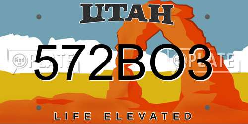 572BO3 Utah License Plate
