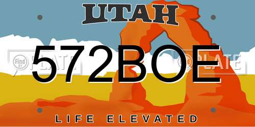 572BOE Utah License Plate