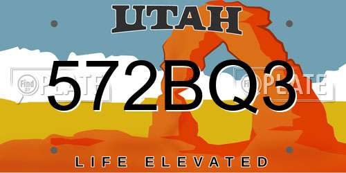 572BQ3 Utah License Plate