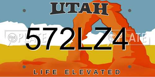 572LZ4 Utah License Plate