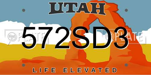 572SD3 Utah License Plate