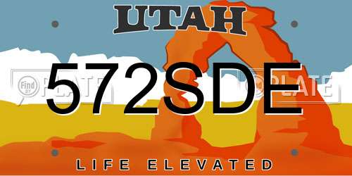 572SDE Utah License Plate