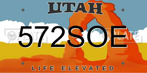 572SOE Utah License Plate