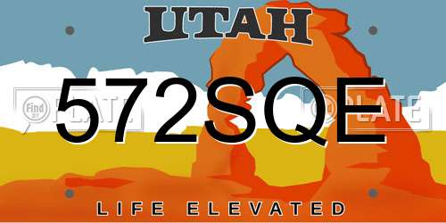 572SQE Utah License Plate
