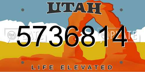 5736814 Utah License Plate