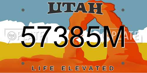 57385M Utah License Plate