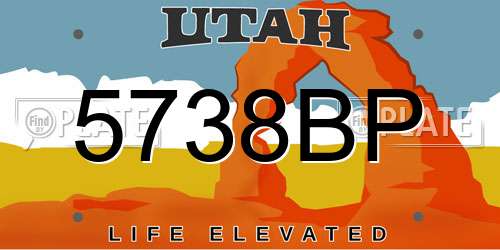 5738BP Utah License Plate