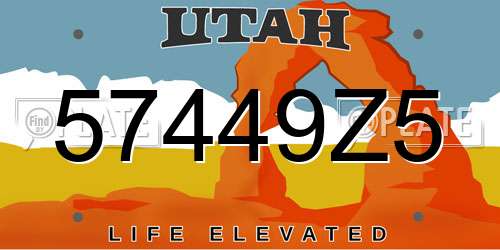 57449Z5 Utah License Plate
