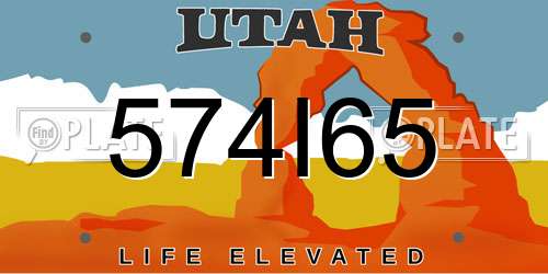574I65 Utah License Plate