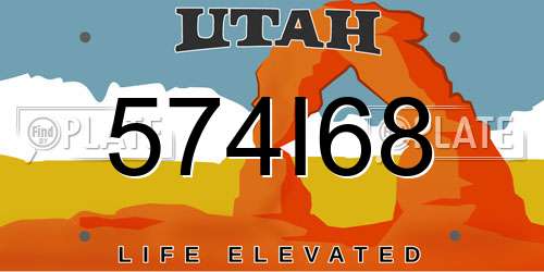 574I68 Utah License Plate