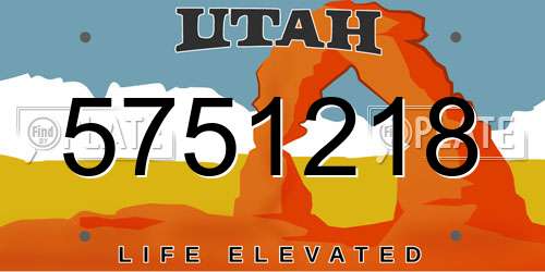 5751218 Utah License Plate