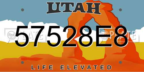 57528E8 Utah License Plate