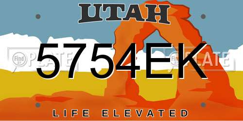 5754EK Utah License Plate