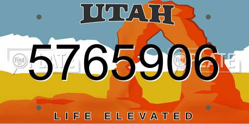 5765906 Utah License Plate