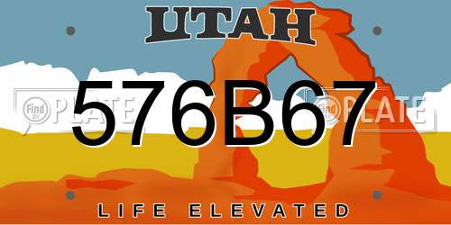 576B67 Utah License Plate