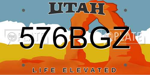 576BGZ Utah License Plate