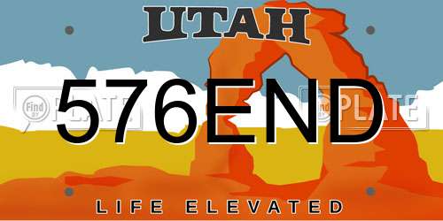 576END Utah License Plate