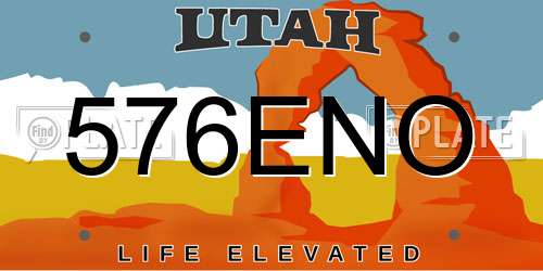 576ENO Utah License Plate
