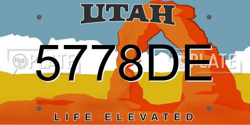 5778DE Utah License Plate
