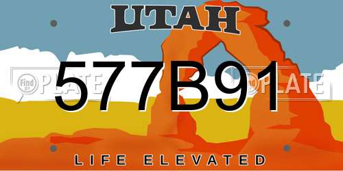 577B91 Utah License Plate
