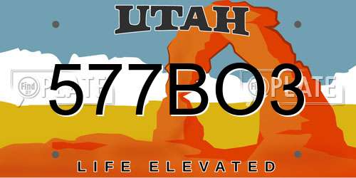 577BO3 Utah License Plate