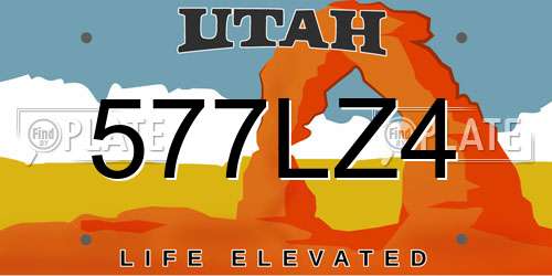 577LZ4 Utah License Plate