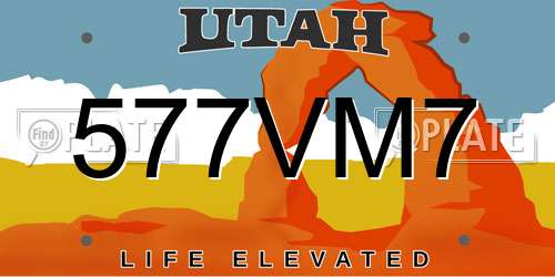 577VM7 Utah License Plate