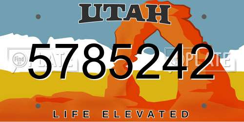 5785242 Utah License Plate