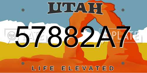 57882A7 Utah License Plate