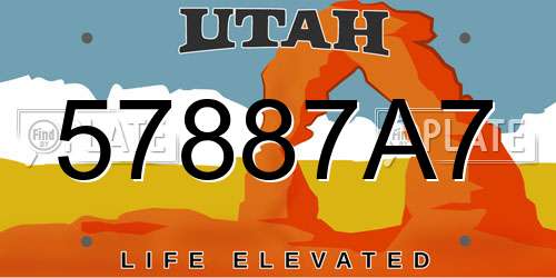 57887A7 Utah License Plate