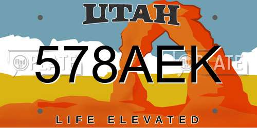 578AEK Utah License Plate
