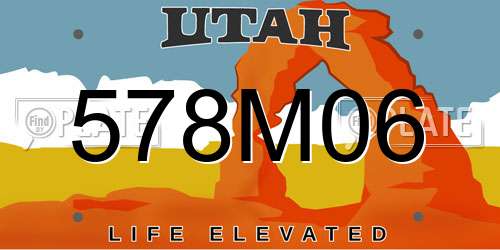 578M06 Utah License Plate