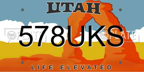 578UKS Utah License Plate