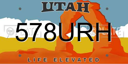 578URH Utah License Plate