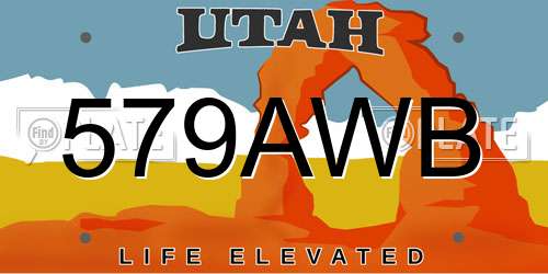 579AWB Utah License Plate