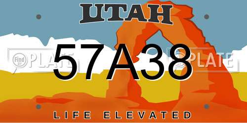 57A38 Utah License Plate
