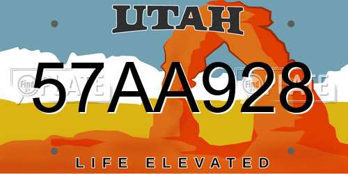 57AA928 Utah License Plate