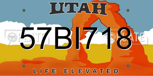 57BI718 Utah License Plate