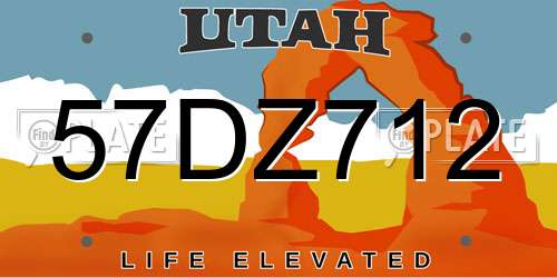 57DZ712 Utah License Plate