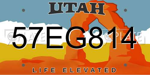 57EG814 Utah License Plate