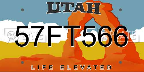 57FT566 Utah License Plate